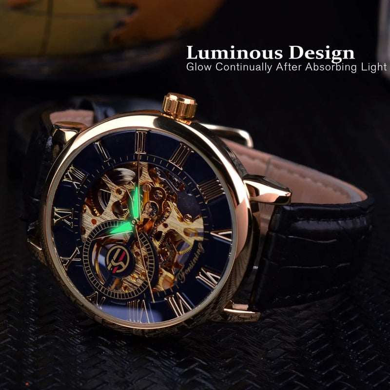 Luxury Skeleton Leather Watch